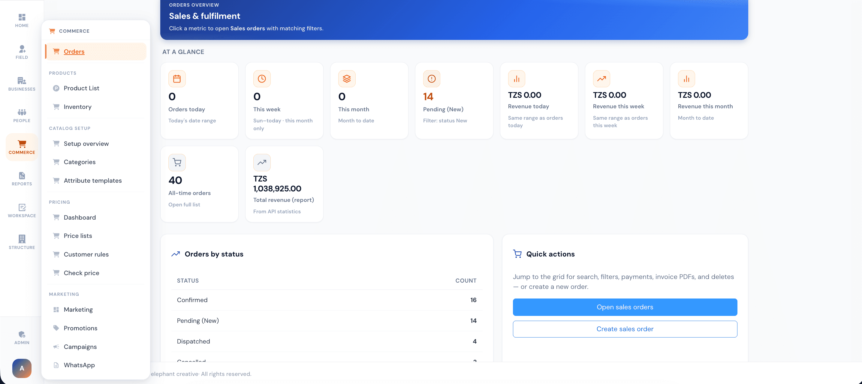 Orders dashboard